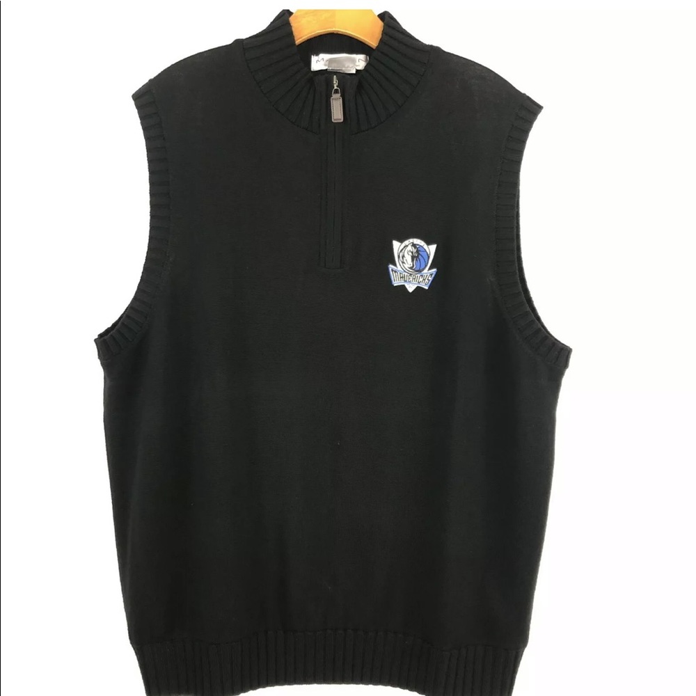 Dallas Mavericks Black Zip Sweater Vest Mens L